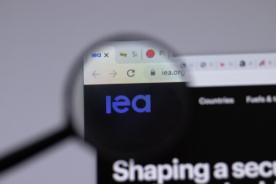 New York, USA - 18 March 2021: IEA International Energy Agency company logo icon on website, Illustrative Editorial.