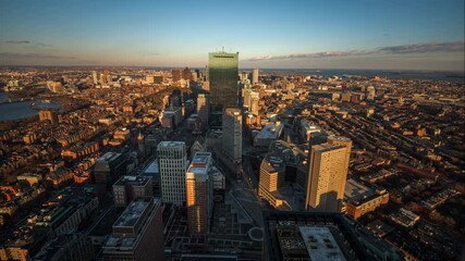 Boston, Massachusetts, USA downtown Aerial Skyline View
