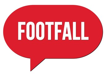 FOOTFALL text written in a red speech bubble