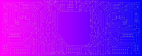 circuit board electronic or electrical line with pink and blue background, science engineering  technology concept vector background