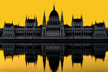 Fototapeta na wymiar Morning view of Parliament building in Budapest, Hungary
