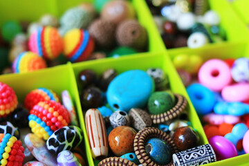 Fototapeta na wymiar Multicolored stone beads for needlework