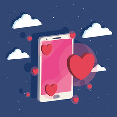 smartphone with hearts