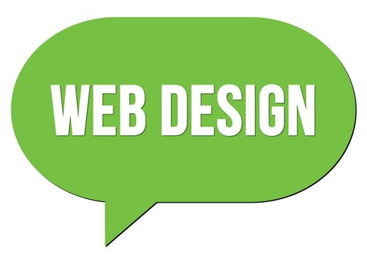 WEB DESIGN text written in a green speech bubble