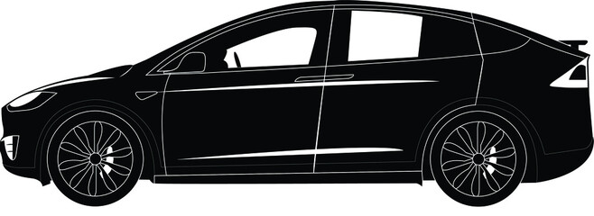 Modern Electric Car s, black illustration on white background