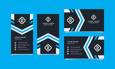 Modern, Creative and Clean Geometric Design Vector Business Card Template. Vertical and Horizontal Template Collection