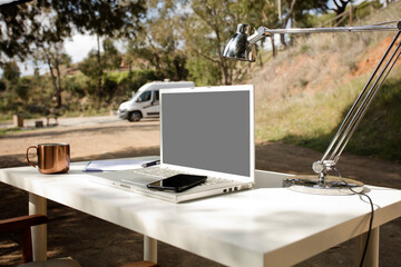 background, blank, business, camper vans, computer, concept, design, digital, display, equipment, internet, laptop, modern, monitor, network, no people, no person, notebook, office, pc, screen, servic