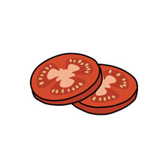 tomato slices doodle icon, vector color illustration