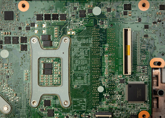computer circuit board close up view