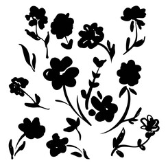 Hand Drawn Flowers vector illustration ink floral