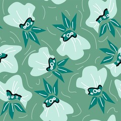 Flowers on a design background for fashionable textile. Beautiful floral pattern graphic nature. Vector illustration print botany