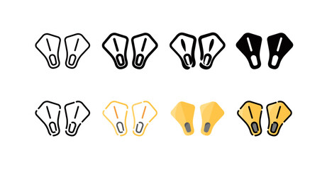 Swim Fin Icon Set (8 different style vector icon set)