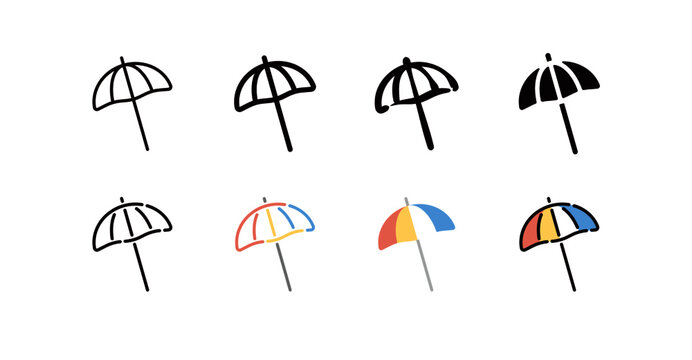 Beach Parasol Icon Set (8 different style vector icon set)