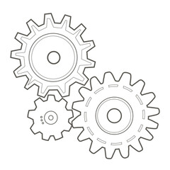 Composition with gears. Simple linear vector illustration