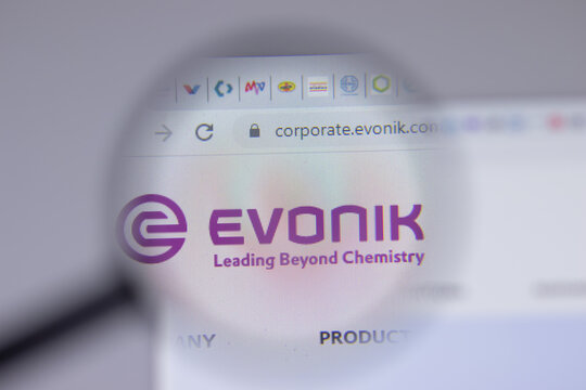 New York, USA - 18 March 2021: Evonik Industries company logo icon on website, Illustrative Editorial.