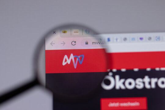 New York, USA - 18 March 2021: MVV Energie company logo icon on website, Illustrative Editorial.