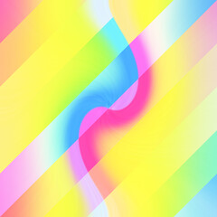 A background of rainbow pastel twirling curves with an overlay on angled lines cutting them.
