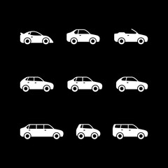 Set glyph icons of car