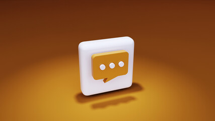 3d yellow chat icon isolated with yellow background
