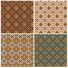seamless decorative geometric vector tile patterns