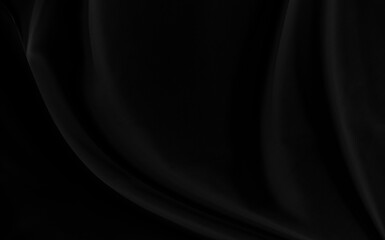 Black gray satin dark fabric texture luxurious shiny that is abstract silk cloth background with patterns soft waves blur beautiful.