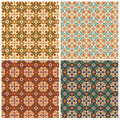 seamless ornate geometric floral vector tile patterns