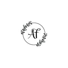 AF initial letters Wedding monogram logos, hand drawn modern minimalistic and frame floral templates