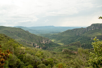 Fototapeta na wymiar View from the Main Entrance to Chapada Veadeiros National Park near São Jorge, and Alto Paraíso, Goias, Brazil