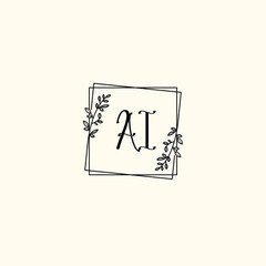 AI initial letters Wedding monogram logos, hand drawn modern minimalistic and frame floral templates