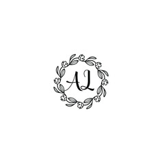 AL initial letters Wedding monogram logos, hand drawn modern minimalistic and frame floral templates