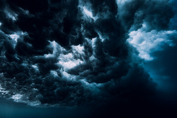 Wave underwater with foam, bubbles and sun light. Transparent ocean in underwater