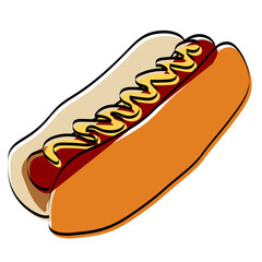 Silhouette of a hot dog. Fast food. Vector illustration.