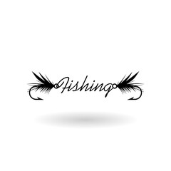 Fishing fly icon with shadow