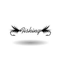 Fishing fly icon with shadow