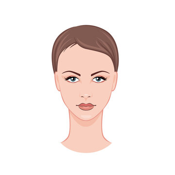 Stylish woman avatar. Portrait of young girl with short hairstyle and model appearance with glamorous vector makeup