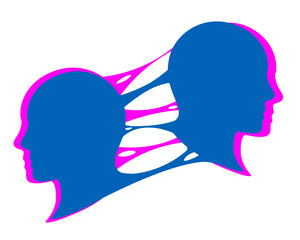 Bipolarity and split consciousness clipart. Mood personality and psychological mood swings from sad to cheerful psychological vector schizophrenia.