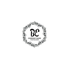 BE initial letters Wedding monogram logos, hand drawn modern minimalistic and frame floral templates