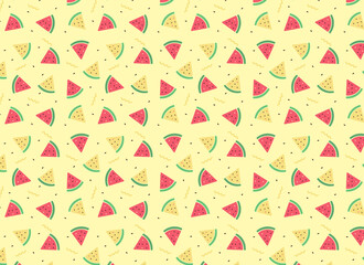 Summer pattern with red and yellow watermelons