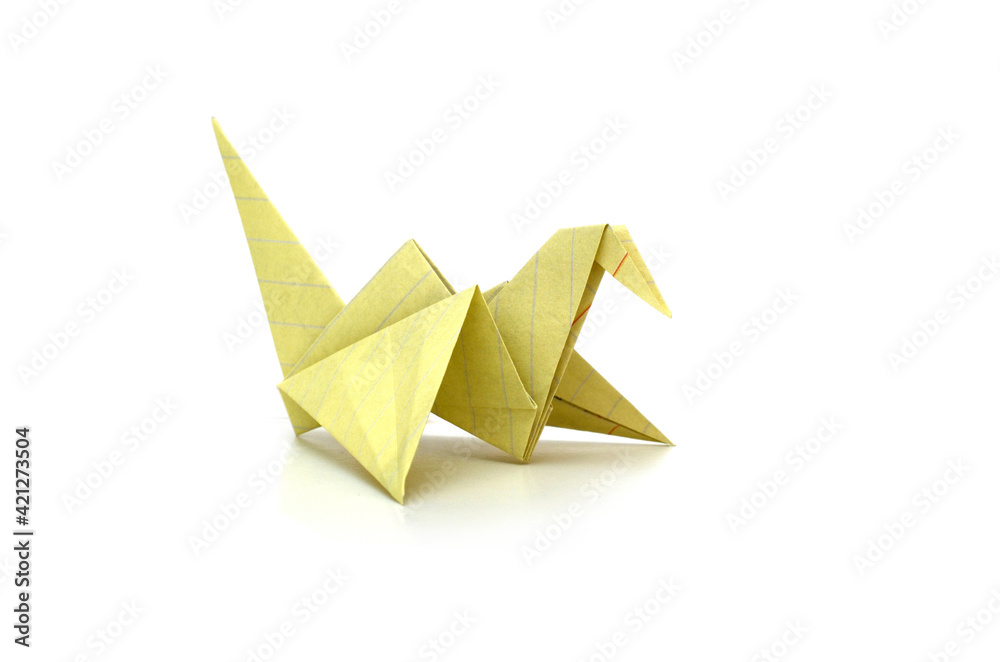 Wall mural origami bird isolated with clipping path