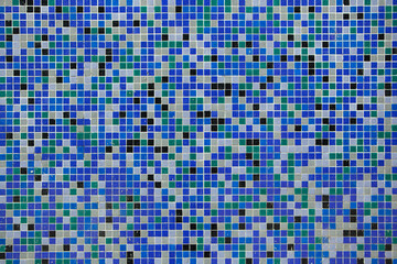 Blue mosaic tiles. Background texture.