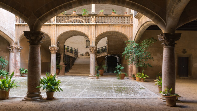 View of the courtyard in a medieval building