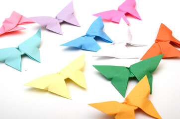 Colorful origami butterfly background