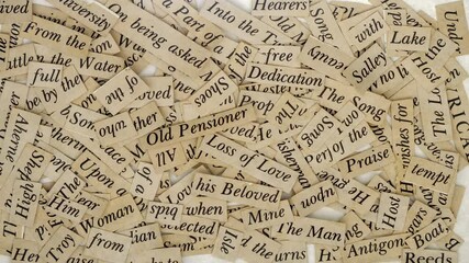 lots of Poetry words transition stop motion 