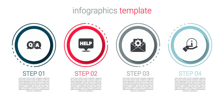 Set Question and Answer, Speech bubble with text Help, Envelope setting and Information. Business infographic template. Vector