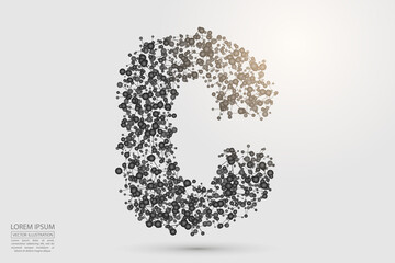 English letters abstract font consists 3d of triangles, lines, dots and connections. Vector illustration EPS 10.