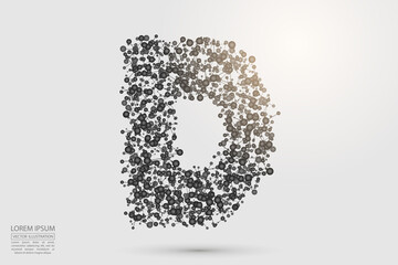 English letters abstract font consists 3d of triangles, lines, dots and connections. Vector illustration EPS 10.