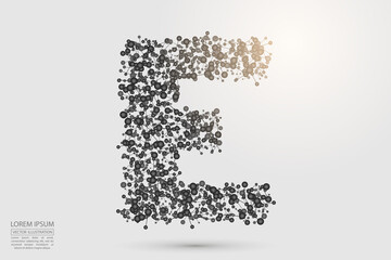 English letters abstract font consists 3d of triangles, lines, dots and connections. Vector illustration EPS 10.