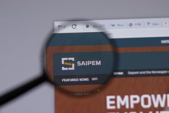 New York, USA - 18 March 2021: Saipem company logo icon on website, Illustrative Editorial.