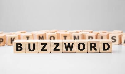 Word BUZZWORD made with wood building blocks