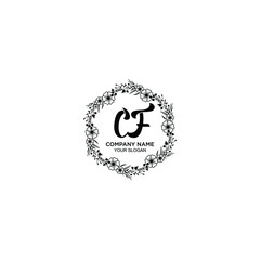 CF initial letters Wedding monogram logos, hand drawn modern minimalistic and frame floral templates